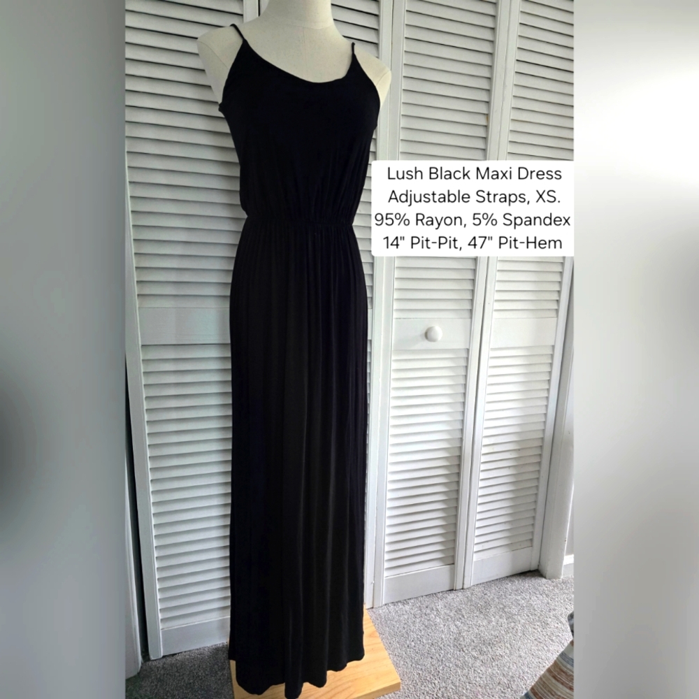 Lush Black Maxi Dress with Adjustable Straps